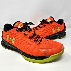 Under Armour Steph Curry 1 Low Red Orange Volt Black Shoes Size 10.5